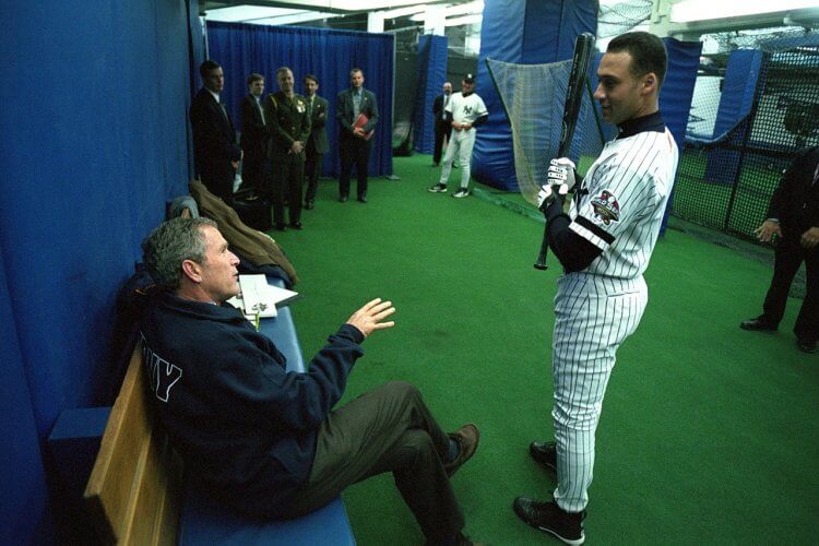 bush talks to jeter