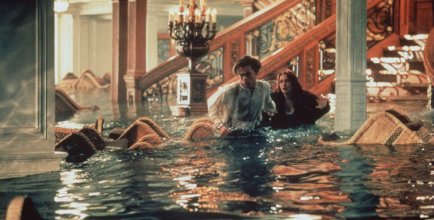 Jack and Rose trying to get away from the titanic